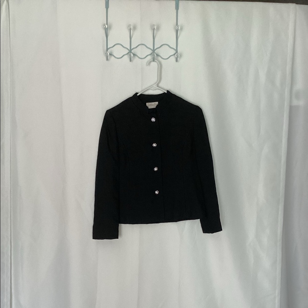 Vintage black suit with silver buttons